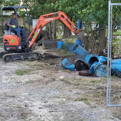 Small excavator for demolition.